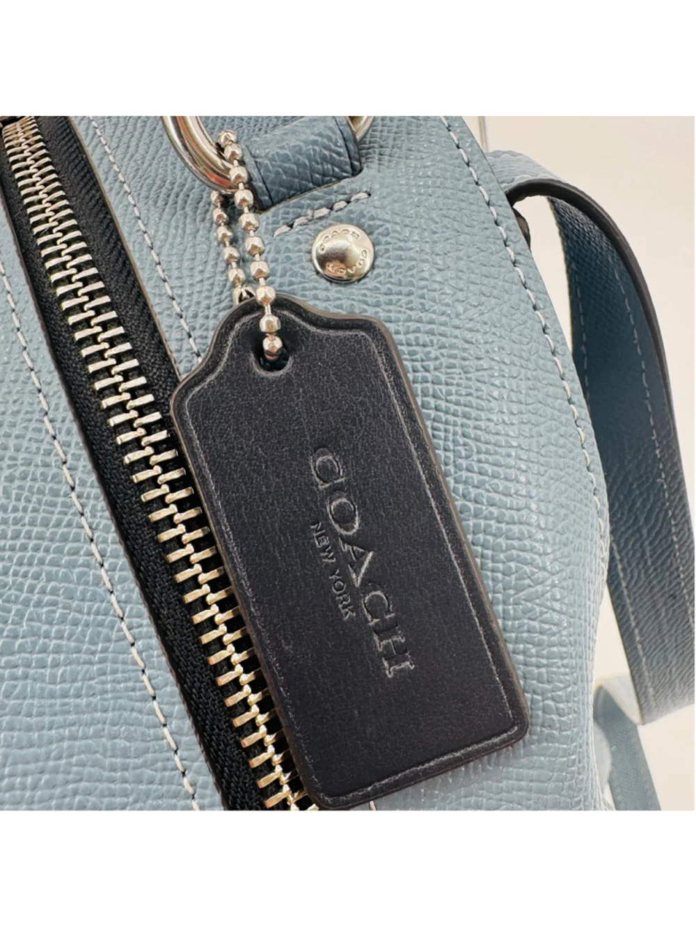 Coach CB872 Jordyn Backpack Crossgrain Leather Varsity Stripe Indigo